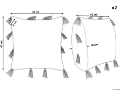 Best Beliani Koristetyyny Puuvilla Vaaleanpunainen 45 X 45 Cm 2 Kpl Torenia