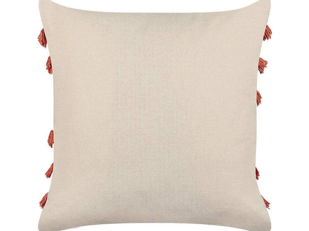 Best Sale Beliani Koristetyyny Puuvilla Vaalea Beige/Koralli 45 X 45 Cm 2 Kpl Pleione