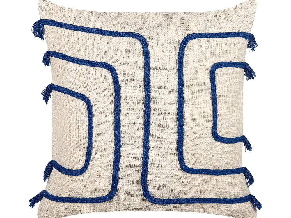 Flash Sale Beliani Koristetyyny Puuvilla Vaalea Beige/Laivastonsininen 45 X 45 Cm 2 Kpl Pleione