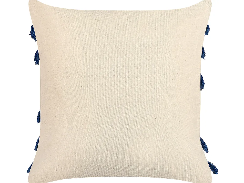 Flash Sale Beliani Koristetyyny Puuvilla Vaalea Beige/Laivastonsininen 45 X 45 Cm 2 Kpl Pleione