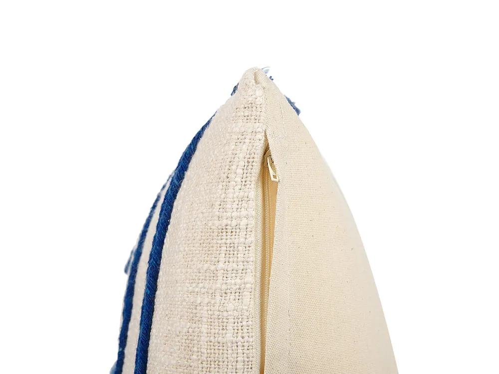Flash Sale Beliani Koristetyyny Puuvilla Vaalea Beige/Laivastonsininen 45 X 45 Cm 2 Kpl Pleione