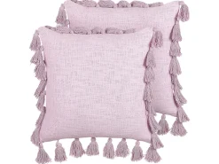 Lastenhuone<Beliani Koristetyyny Puuvilla Vaaleanpunainen 45 X 45 Cm 2 Kpl Lynchis