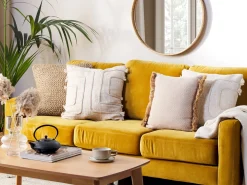 New Beliani Koristetyyny Puuvilla Vaalea Beige 45 X 45 Cm 2 Kpl Pleione