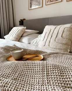 New Beliani Koristetyyny Puuvilla Vaalea Beige 45 X 45 Cm 2 Kpl Pleione