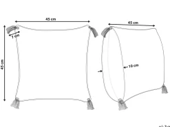 Tekstiilit<Beliani Koristetyyny Puuvilla Vaalea Beige/Sininen 45 X 45 Cm Jacaranda