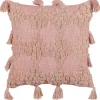 Hot Beliani Koristetyyny Puuvilla Vaaleanpunainen Tuftattu 45 X 45 Cm Torenia