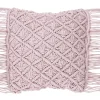 Outlet Beliani Koristetyyny Puuvilla Vaaleanpunainen Makramee 40 X 40 Cm Yaniklar