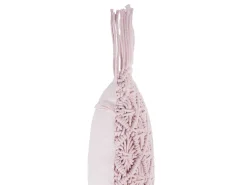 Outlet Beliani Koristetyyny Puuvilla Vaaleanpunainen Makramee 40 X 40 Cm Yaniklar