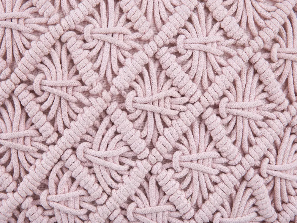 Outlet Beliani Koristetyyny Puuvilla Vaaleanpunainen Makramee 40 X 40 Cm Yaniklar