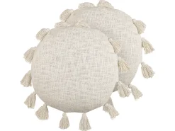 Tekstiilit<Beliani Koristetyyny Puuvilla Vaalea Beige 45 Cm 2 Kpl Madia