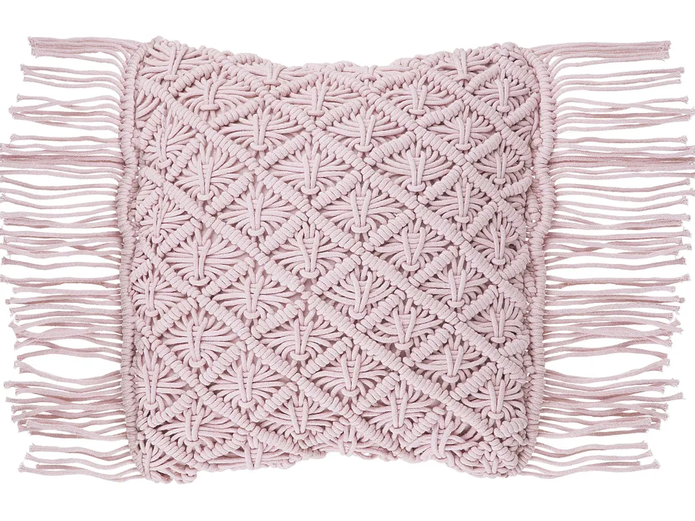 Hot Beliani Koristetyyny Puuvilla Vaaleanpunainen Makramee 40 X 40 Cm 2 Kpl Yaniklar