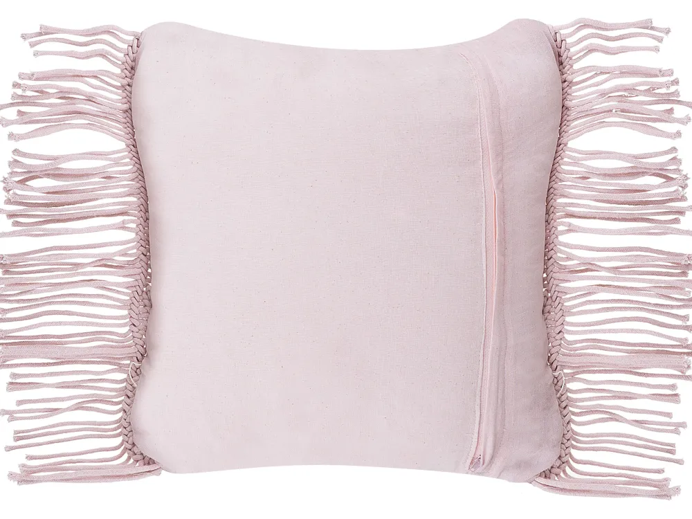 Hot Beliani Koristetyyny Puuvilla Vaaleanpunainen Makramee 40 X 40 Cm 2 Kpl Yaniklar