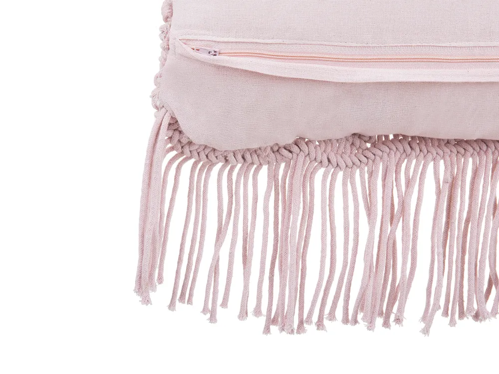 Hot Beliani Koristetyyny Puuvilla Vaaleanpunainen Makramee 40 X 40 Cm 2 Kpl Yaniklar