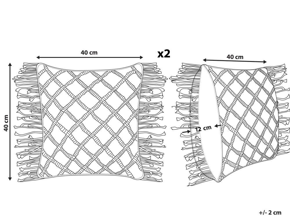 Hot Beliani Koristetyyny Puuvilla Vaaleanpunainen Makramee 40 X 40 Cm 2 Kpl Yaniklar