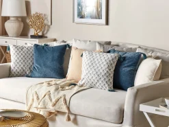 Clearance Beliani Koristetyyny Puuvilla Valkoinen/Sininen 45 X 45 Cm 2 Kpl Cornus