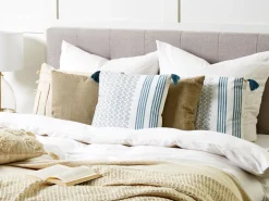 Tekstiilit<Beliani Koristetyyny Puuvilla Valkoinen/Sininen 45 X 45 Cm 2 Kpl Tilia
