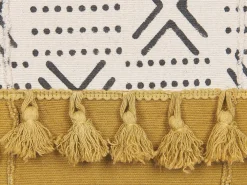 New Beliani Koristetyyny Puuvilla Valkoinen/Keltainen 45 X 45 Cm Woodi