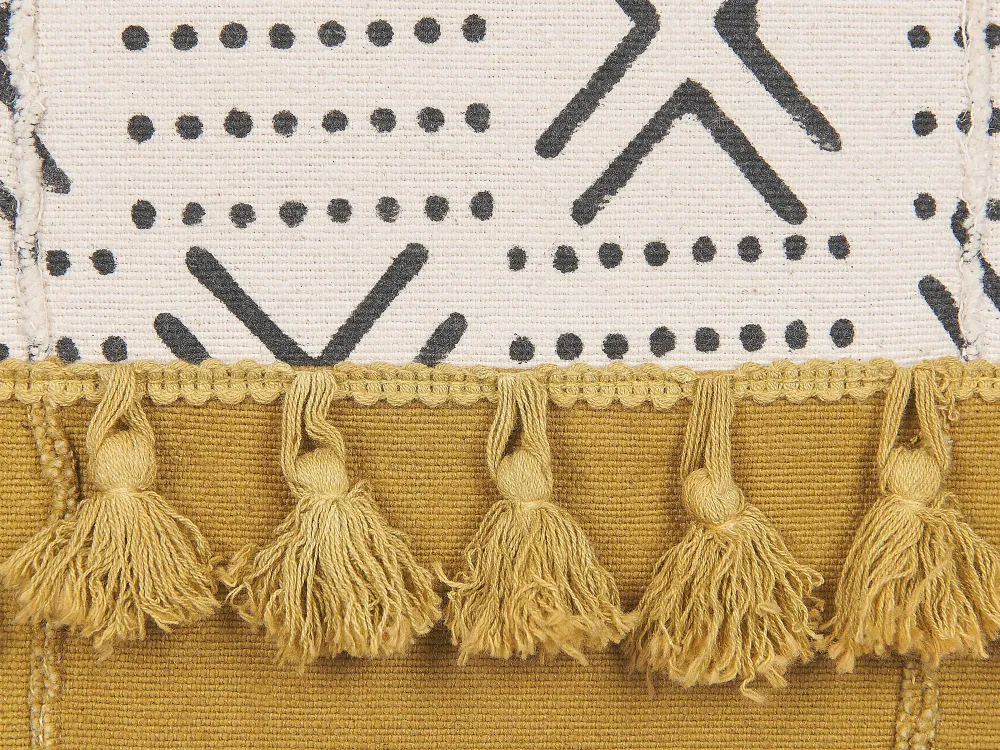 New Beliani Koristetyyny Puuvilla Valkoinen/Keltainen 45 X 45 Cm Woodi