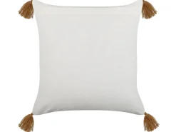 Store Beliani Koristetyyny Puuvilla Valkoinen/Vaaleanruskea 45 X 45 Cm Malus