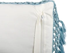 Sale Beliani Koristetyyny Puuvilla Valkoinen/Sininen 45 X 45 Cm 2 Kpl Pallida