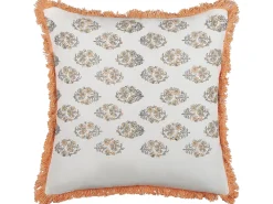 Tekstiilit<Beliani Koristetyyny Puuvilla Valkoinen/Oranssi 45 X 45 Cm Sativus