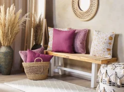 Tekstiilit<Beliani Koristetyyny Puuvilla Valkoinen/Keltainen 45 X 45 Cm 2 Kpl Calathea