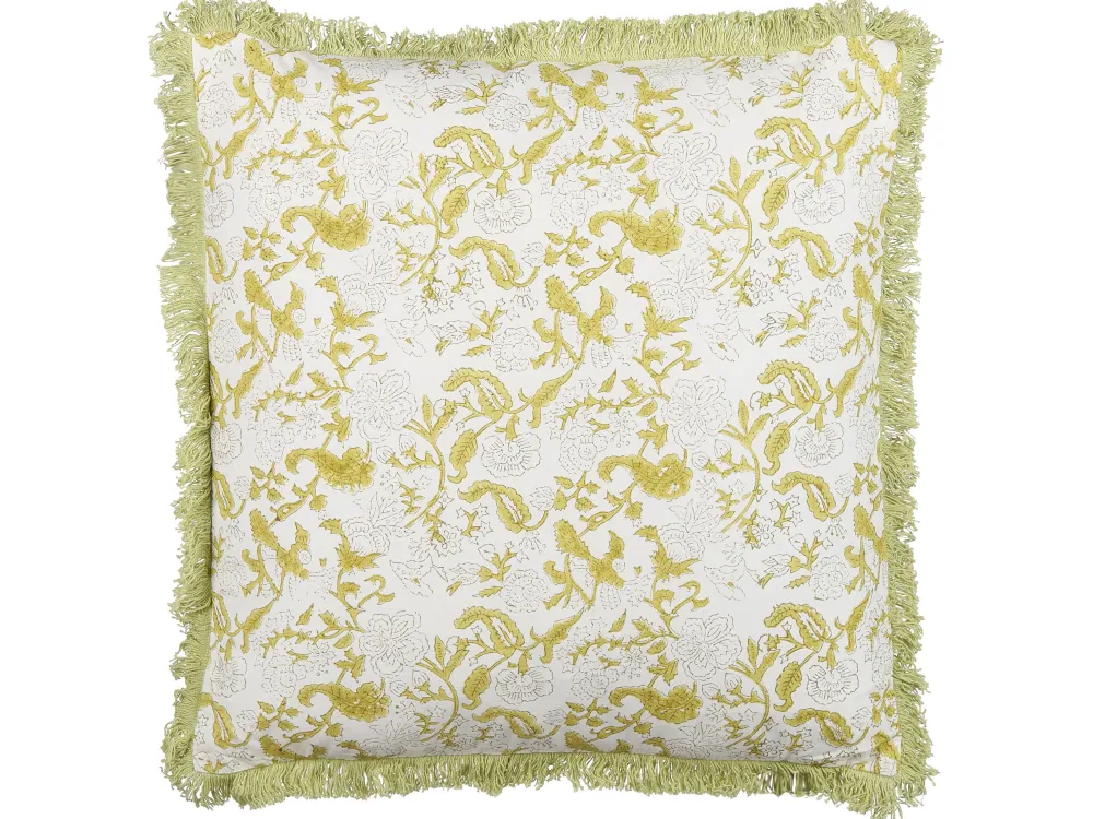 Shop Beliani Koristetyyny Puuvilla Vihrea/Valkoinen 45 X 45 Cm Filix