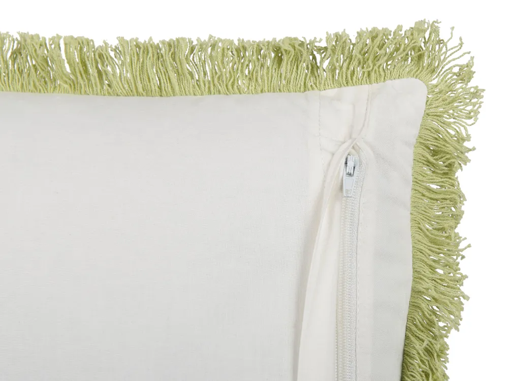 Shop Beliani Koristetyyny Puuvilla Vihrea/Valkoinen 45 X 45 Cm Filix