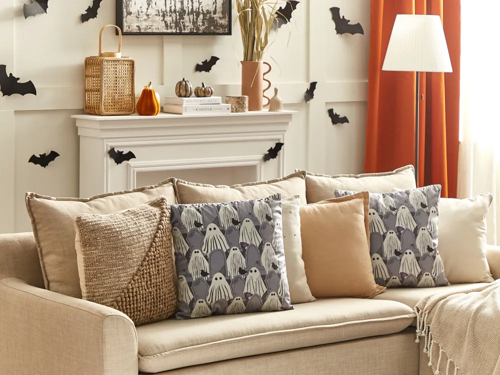 Flash Sale Beliani Koristetyyny Sametti Harmaa 45 X 45 Cm 2 Kpl Fanate