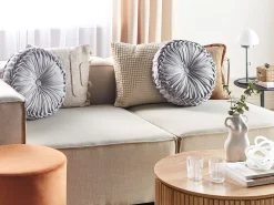 Tekstiilit<Beliani Koristetyyny Sametti Harmaa 40 Cm Udala