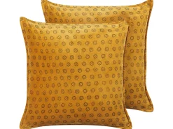 Discount Beliani Koristetyyny Sametti Keltainen 45 X 45 Cm 2 Kpl Rapis