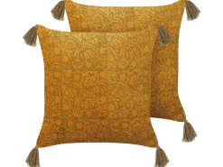 Tekstiilit<Beliani Koristetyyny Sametti Keltainen 45 X 45 Cm 2 Kpl Rheum