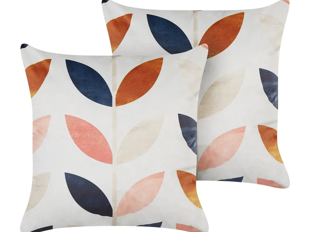 Fashion Beliani Koristetyyny Sametti Monivarinen 45 X 45 Cm 2 Kpl Quinoa