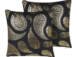 Tekstiilit<Beliani Koristetyyny Sametti Musta/Kulta 45 X 45 Cm 2 Kpl Ursinia