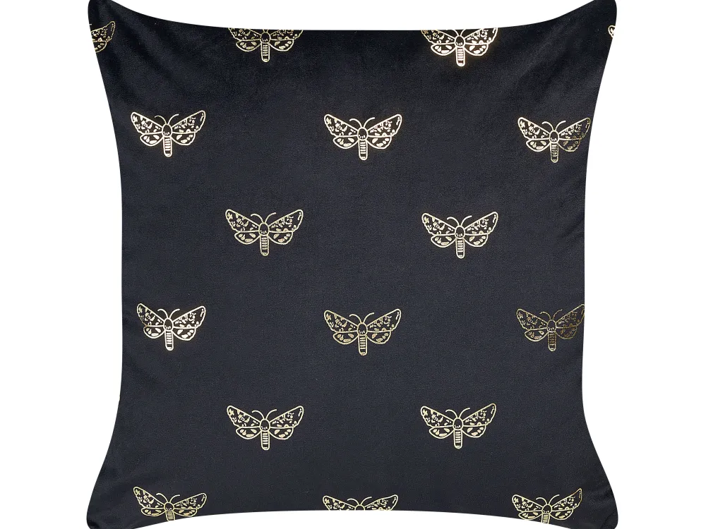 Online Beliani Koristetyyny Sametti Musta 45 X 45 Cm 2 Kpl Yuzuri