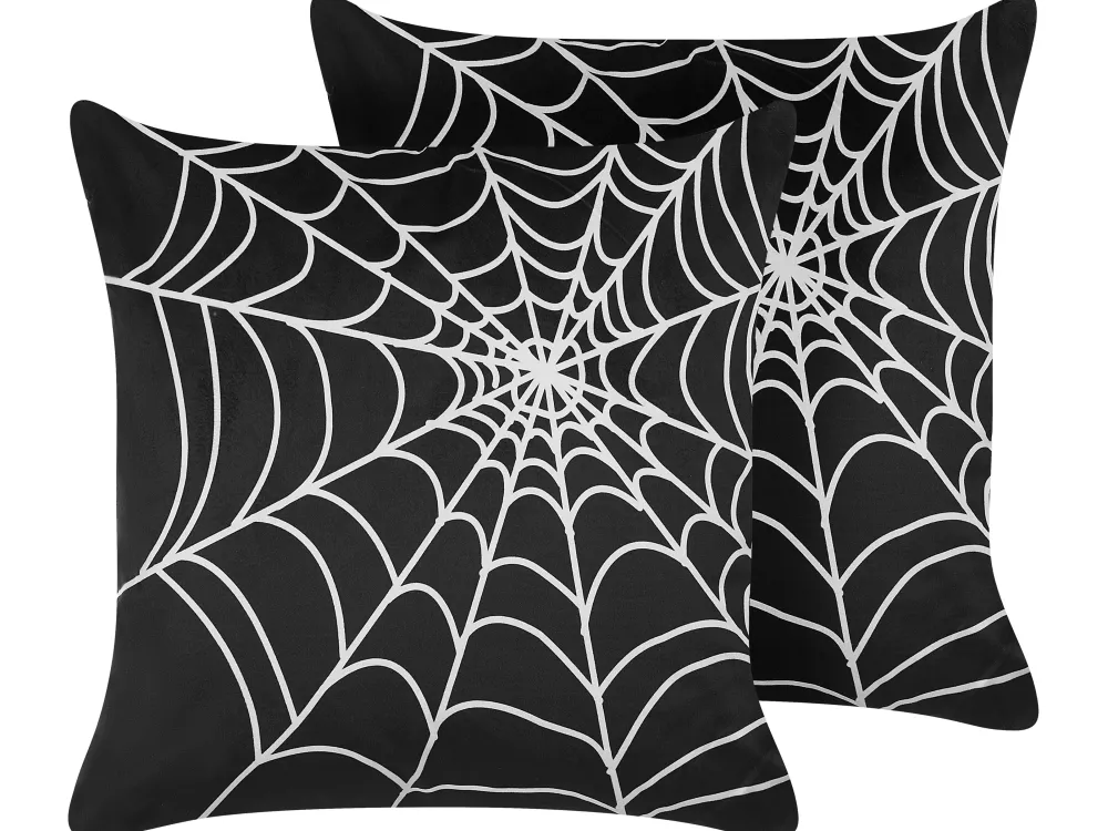 Best Sale Beliani Koristetyyny Sametti Mustavalkoinen 45 X 45 Cm 2 Kpl Lycoris