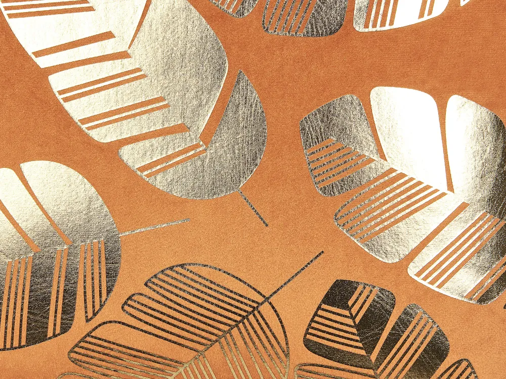 Outlet Beliani Koristetyyny Sametti Oranssi Lehtikuvio 45 X 45 Cm 2 Kpl Sunflower