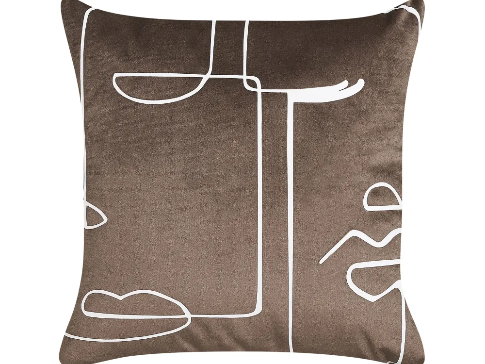 Cheap Beliani Koristetyyny Sametti Ruskea Kasvokuvio 45 X 45 Cm 2 Kpl Philodendron