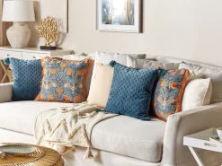 Tekstiilit<Beliani Koristetyyny Sametti Tummansininen 45 X 45 Cm Ribes