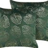 Tekstiilit<Beliani Koristetyyny Sametti Tummanvihrea 45 X 45 Cm 2 Kpl Monstera