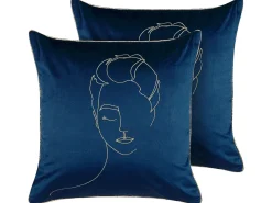 Tekstiilit<Beliani Koristetyyny Sametti Tummansininen 45 X 45 Cm 2 Kpl Crocus