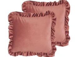Tekstiilit<Beliani Koristetyyny Sametti Vaaleanpunainen 42 X 42 Cm 2 Kpl Kalanchoe