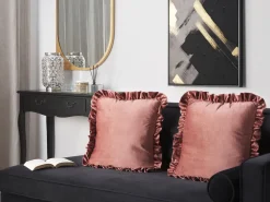 Tekstiilit<Beliani Koristetyyny Sametti Vaaleanpunainen 42 X 42 Cm 2 Kpl Kalanchoe