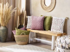 Tekstiilit<Beliani Koristetyyny Sametti Vaaleanpunainen 45 X 45 Cm 2 Kpl Larkspur