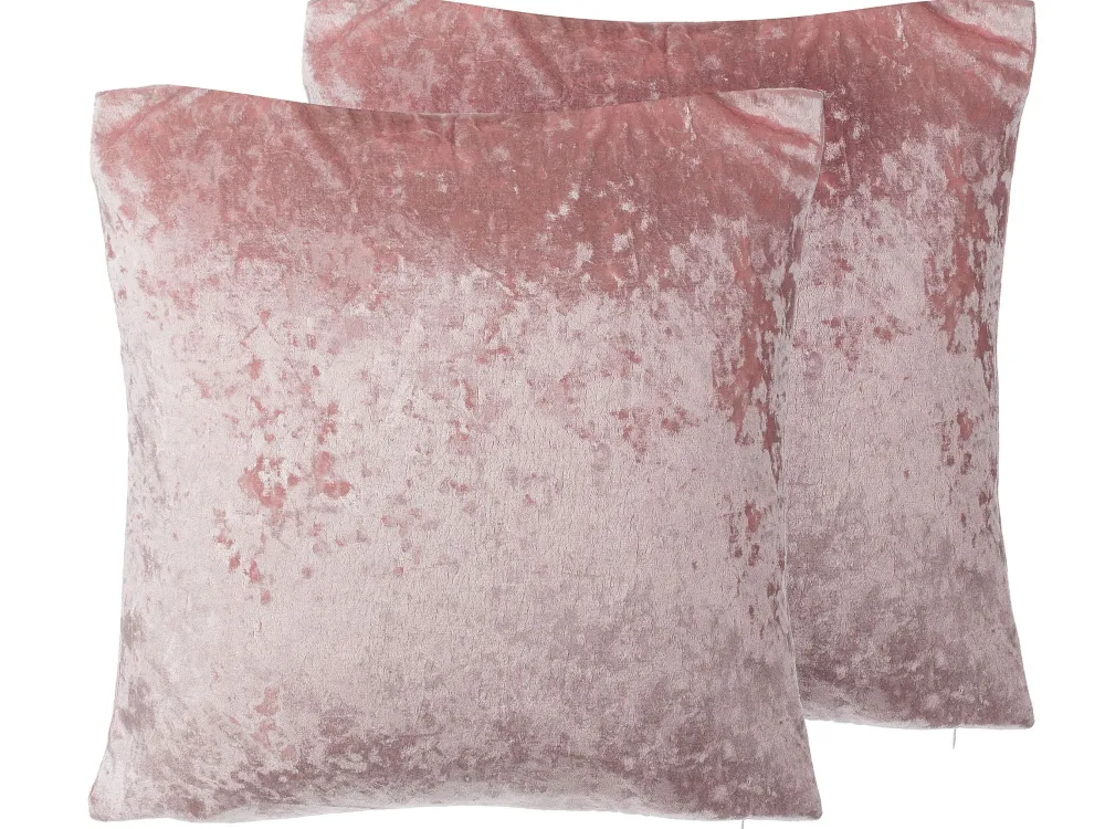 Best Sale Beliani Koristetyyny Sametti Vaaleanpunainen 45 X 45 Cm 2 Kpl Hosta