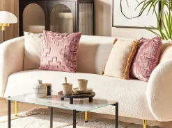 Tekstiilit<Beliani Koristetyyny Sametti Vaaleanpunainen 45 X 45 Cm 2 Kpl Bahia