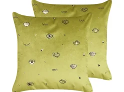 Discount Beliani Koristetyyny Sametti Vihrea Silmakuvio 45 X 45 Cm 2 Kpl Aeonium