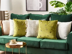 Discount Beliani Koristetyyny Sametti Vihrea Silmakuvio 45 X 45 Cm 2 Kpl Aeonium