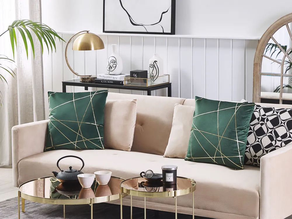 Fashion Beliani Koristetyyny Samettinen 2Kpl 45 X 45 Cm Vihrea Pinus