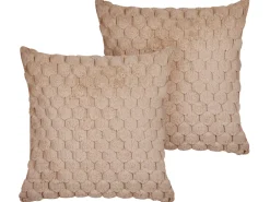 Store Beliani Koristetyyny Tekoturkis Hiekanruskea 43 X 43 Cm 2 Kpl Purslane